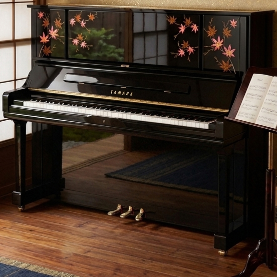 京都伝統工芸の京蒔絵ピアノ・ヤマハピアノYU30音紅葉,ヤマハ真和楽器,愛知県犬山市