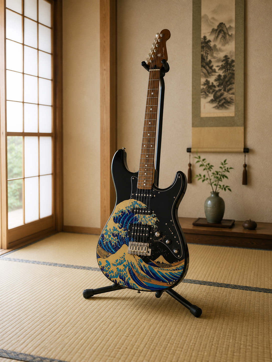 Electric Guitar Red Fuji model|沈金藝術電吉他 沈金藝術電吉他